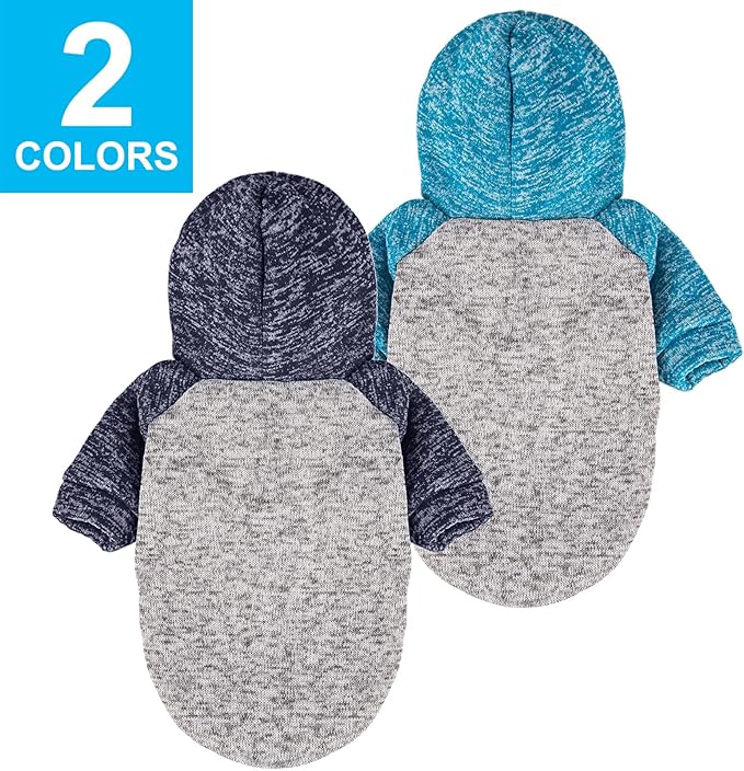 Dog Sweater, Dog Sweaters for Small Dogs, 2, 3 Pack Warm Soft Pet Clothes for Puppy, Medium Large Cat, Dogs Girl or Boy, Dog Shirt for Winter Christmas (Hoodie Grey,Navy+Grey,Blue, Medium)