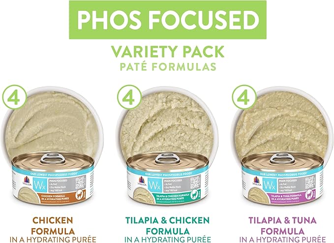 Weruva Wx Phos Focused Pate Formulas 5.5oz Can Variety Pack, Pack of 12