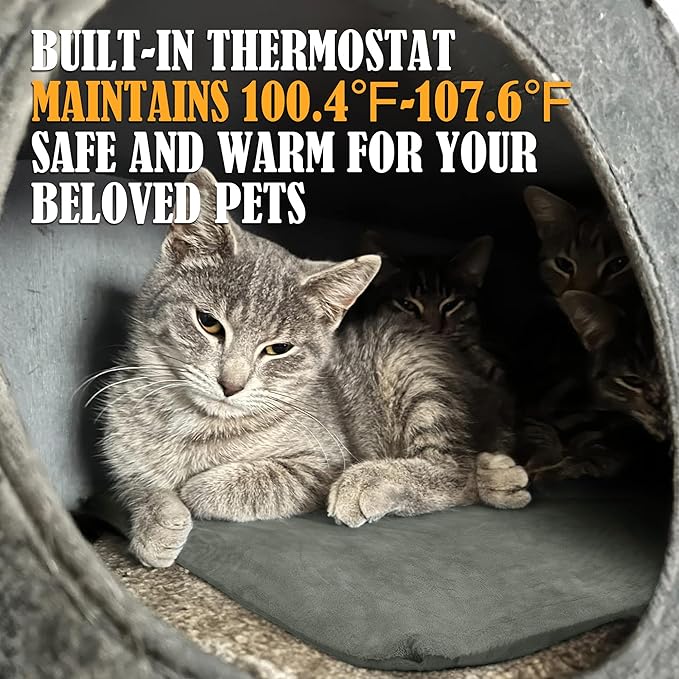 PETNF Outdoor Pet Heating Pad for Cats House,Safe Electric Cat Warming Pad,Waterproof Heated Cat House for Outside Feral Animal,Outdoor Heat Dog Bed Mat, 20"X16"