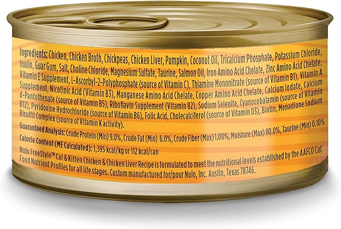 Nulo Chicken & Chicken Liver Recipe Pate Wet Canned Cat Food, 2.8 Ounce (Pack of 12)