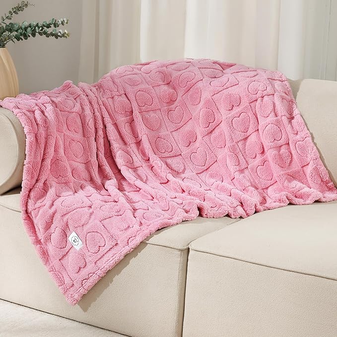 Luciphia Small Dog Blanket Washable Pet Bed Cover Soft Fluffy Puppy Blanket with Premium Fleece 300GSM Cozy Calming Cat Blankets for Indoor Cats Pink 41x31 inch