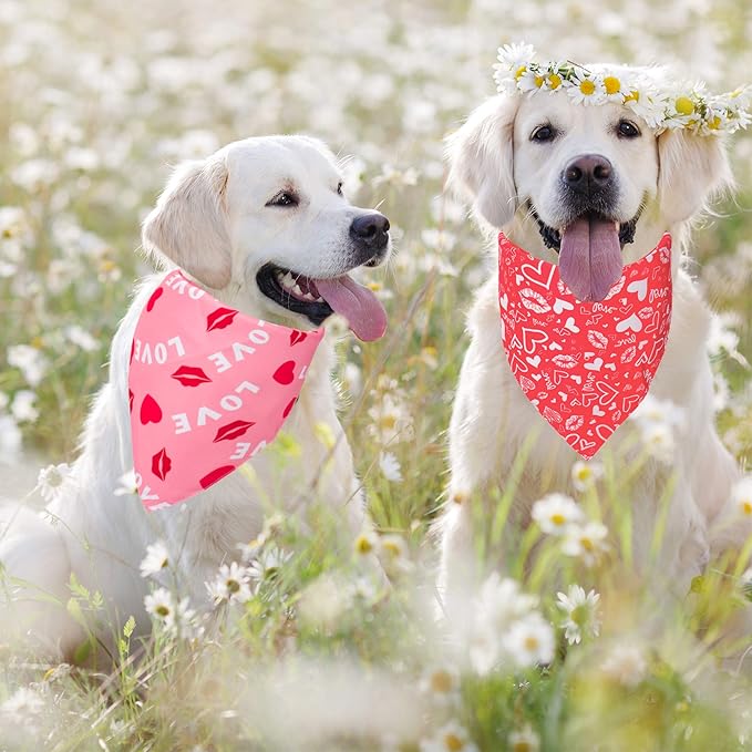 ADOGGYGO Valentine Dog Bandana, Multiple Sizes Offered, Reversible Triangle Dog Scarf Pet Bandana for Large X-Large Dogs (X-Large)
