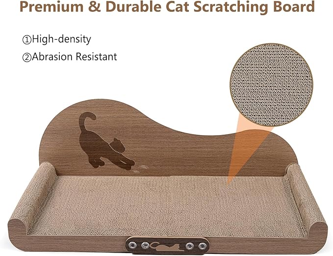 NATUYA Cat Scratcher Cardboard Lounge Bed, 24 Inch Large Cats Scratching Board Couch, Durable Cat Scartch Pad for Indoor Cats