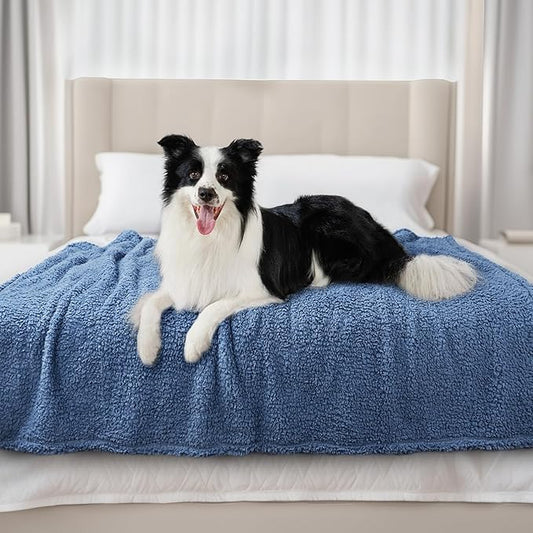 Luciphia Premium Fleece Dog Puppy Blanket Soft Pet Sherpa Calming Cat Blankets Throw for Small Medium Dog Cat(Haze Blue,57x40 inches)
