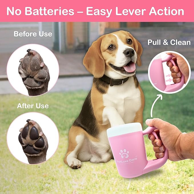Dog Paw Cleaner Kit - Includes Paw Washer Cup, Towel, Pet Bath Brush & Moisturizing Balm - Dog Foot Washer for Muddy Paws, ideal for Small & Medium Dogs (Pink, Medium)