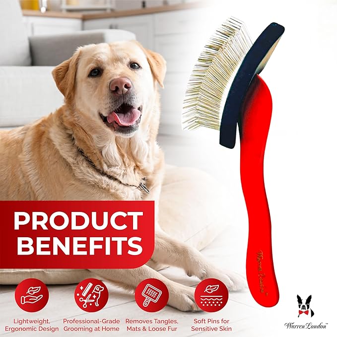 Warren London FurBreeze Pro Max Doodle Brush for Dogs – 4" x 3" Grooming Brush for Long & Thick Coats – Removes Mats & Tangles – Ideal for Goldendoodles, Poodles, Labradors – Professional Groomers