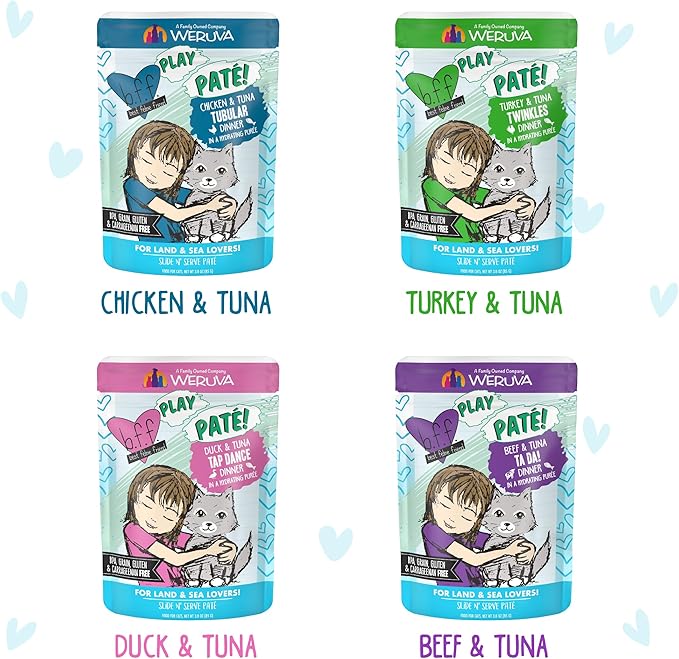 Weruva B.F.F. Play - Best Feline Friend Paté Lovers, Aw Yeah!, Paté Jamboree! Variety Pack, 3oz Pouch (Pack of 12)