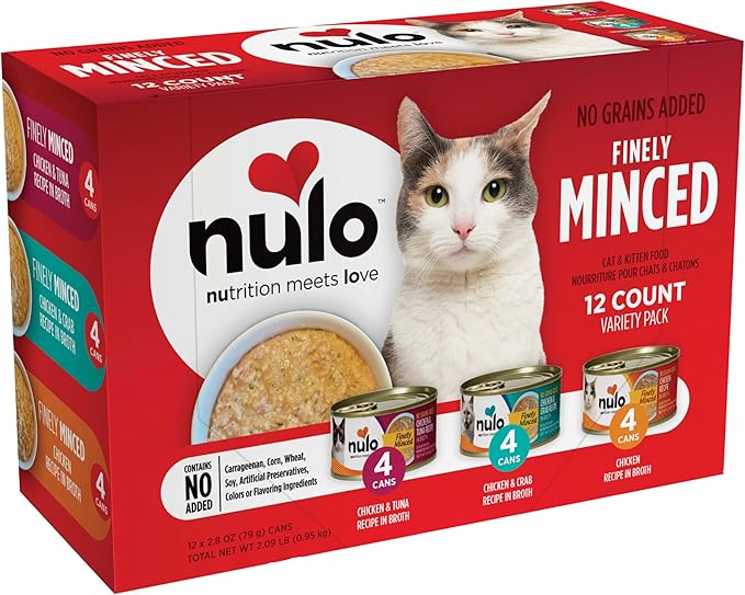 Nulo Finely Minced Variety Flavor Wet Canned Cat Food, 2.8 Ounce (Pack of 12)