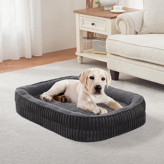 Orthopedic Dog Bed for Medium Dogs Breeds, High Density Egg Crate Foam Dog Sofa Beds,Oval Kennel Bed, Pet Couch Bed with Four Sided Bolster, Removable Washable Cover& Non-Slip Bottom