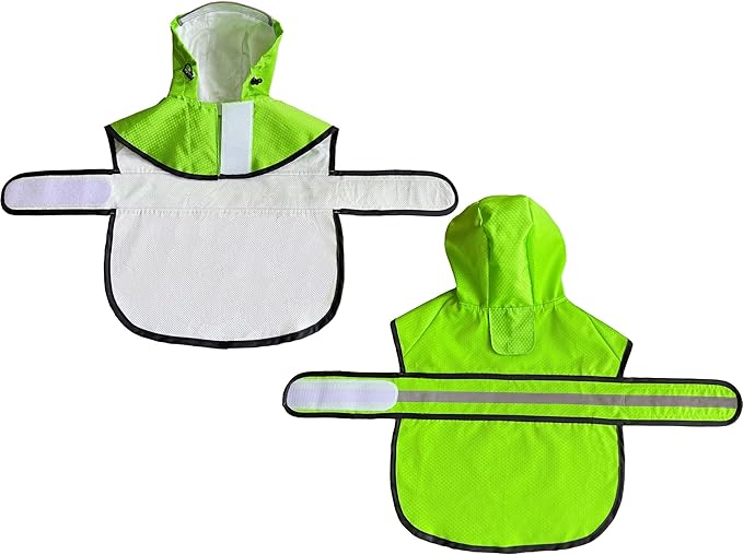 Dog Raincoat Waterproof Reflective Slicker - Lightweight Breathable Hooded Poncho Rain Coat Jacket with Adjustable Belly Strap and Leash Hole for Small Medium Large Dogs (Medium, Green)