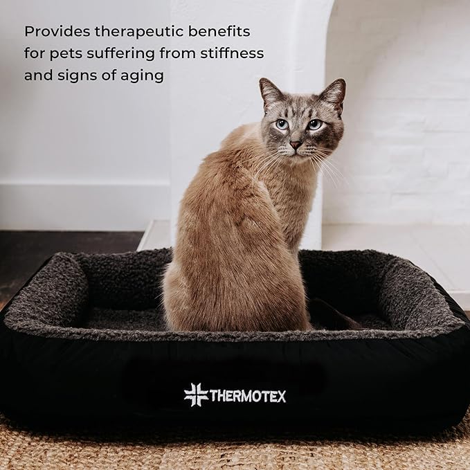 Far Infrared Heated Pet Bed - Heated Cat & Dog Bed for Pain Relief & Arthritis - Therapeutic Heat Pad for Elderly Pet Support & Relaxation - Machine Washable