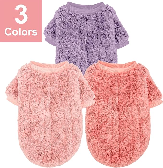 Dog Sweater, 3 Pack Dog Sweaters for Small Dogs or Cats, Girl or Boy, Warm Dog Clothes Shirt Coat for Winter Christmas (Pink, Purple, Rose Red, XX-Large)
