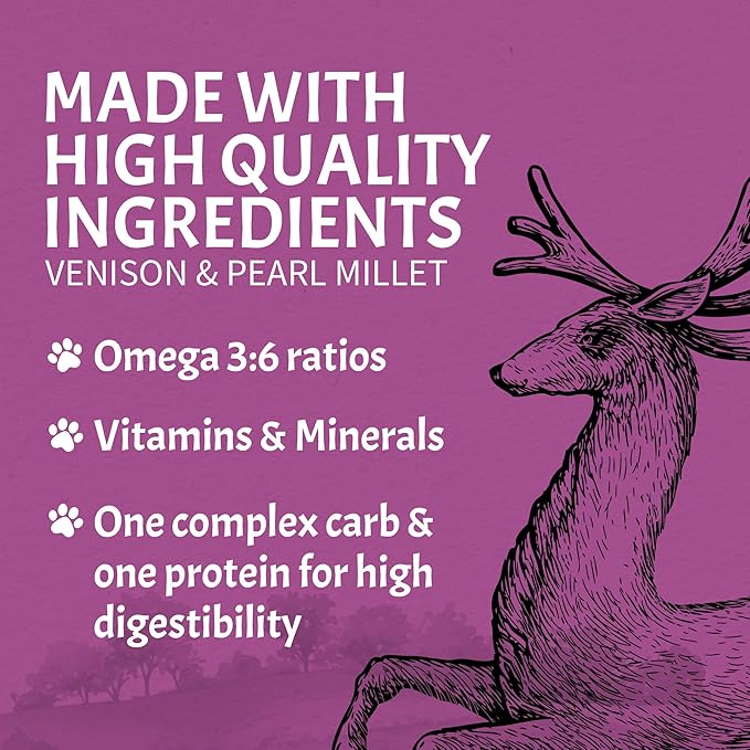 Canine Caviar - Leaping Spirit: Venison & Pearl Millet Alkaline Dry Dog Food, Limited Ingredients, Gluten-Free, Based on Science & Research, Veterinary Alternative Diet (4.4 Pound Bag)