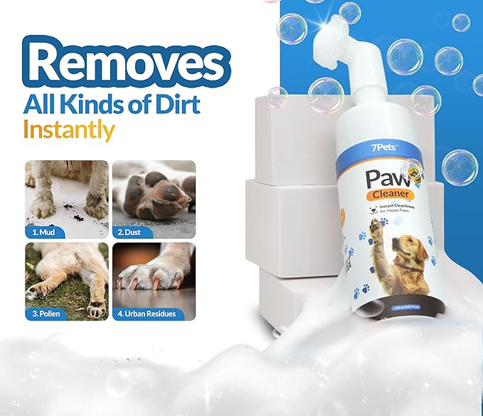 Paw Cleaner for Dogs & Cats | Gentle Dog Paw Washer | No Rinse Foaming | Unscented | Pet Foot Cleaner with Built-in Silicone Brush for Muddy Paws | Puppy & Kitten Paw Wash | 5 fl oz