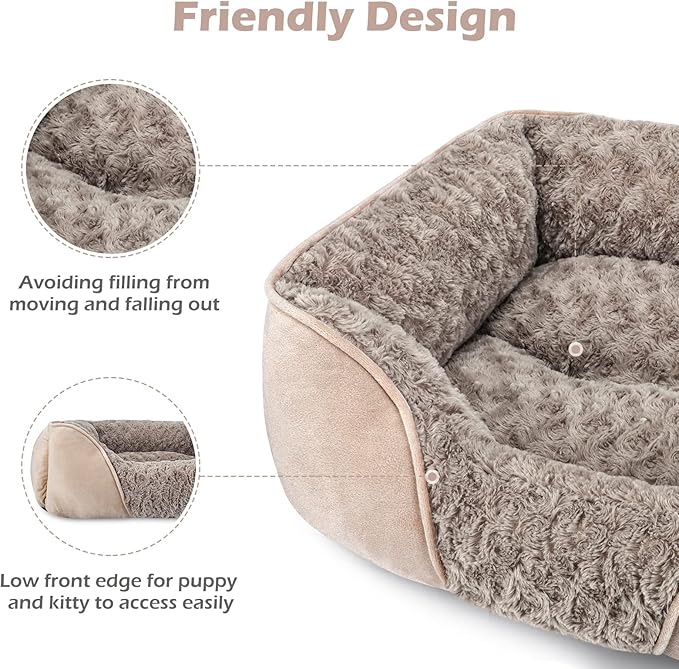 INVENHO Medium Dog Bed for Large, Small Dogs - Rectangle, Washable, Orthopedic, Soft, Calming, Durable Pet Cuddler with Anti-Slip Bottom (M: 25"x21"x8")