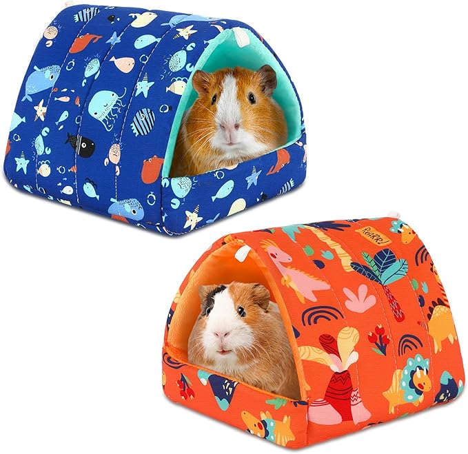 UPINS 2Pcs Guinea Pig Hideout,Guinea Pig Bed Houses Washable Small Animal House Cage Accessories for Dwarf Rabbits Chinchillas Hamsters Hedgehogs Ferrets Bearded Dragons and Rats