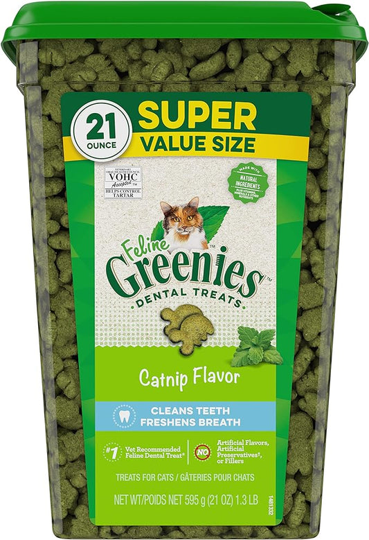 Greenies Feline Dental Cat Treats, Catnip Flavor, 21 oz. Tub