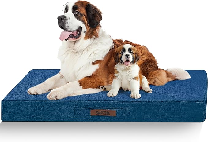 Sytopia 50'' Chew Proof Indestructible Dog Bed - XXL Outdoor Waterproof Dog Bed for Extra Large Dogs, Washable and Orthopedic, Tear Proof Crate Pad, Supports up to 130 lbs, Navy Blue
