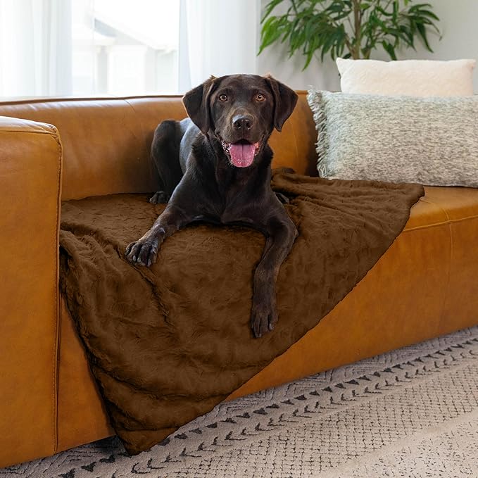 Best Friends by Sheri Calming Lux Dog Blanket – Ultra Soft Faux Fur Pet Throw, Anxiety-Relief, Lightweight Warm Bed Cover for Dogs and Cats, Machine Washable, Dark Brown, 40" x 50"