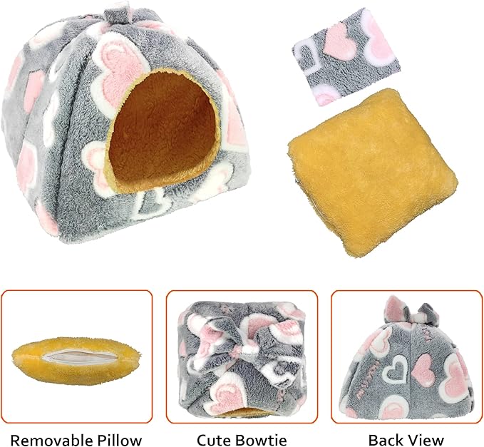 Guinea Pig Bed, Guinea Pig Hideout House Accessories Warm Bed for Small Animals Hamsters Chinchillas Dwarf Bunnies Hedgehogs. L, Greyheart