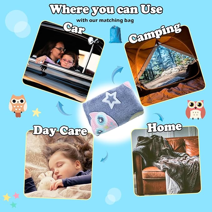 Best Gift Halloween Glow in The Dark Blue Cute Bird Throw Blanket with Storage Bag, Soft Throw Blanket for Boys Girls, Birthday New Year Gift, Kids Blanket, Day Care Home Use, 50"x60" Blue