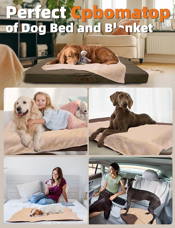 Sytopia 42" Indestructible Dog Bed Extra Large Sized Dog, Chew Proof Waterproof Pet Bed, Washable, Orthopedic, Outdoor Crate Pad, Supports up to 100 lbs, Caramel