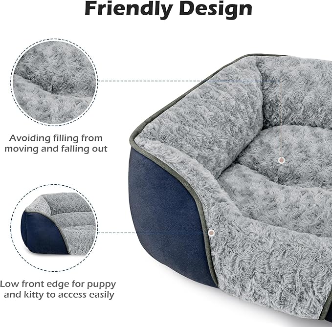 INVENHO X-Large Dog Bed Rectangle Washable Orthopedic Soft Calming Sleeping Durable Pet Cuddler with Anti-Slip Bottom