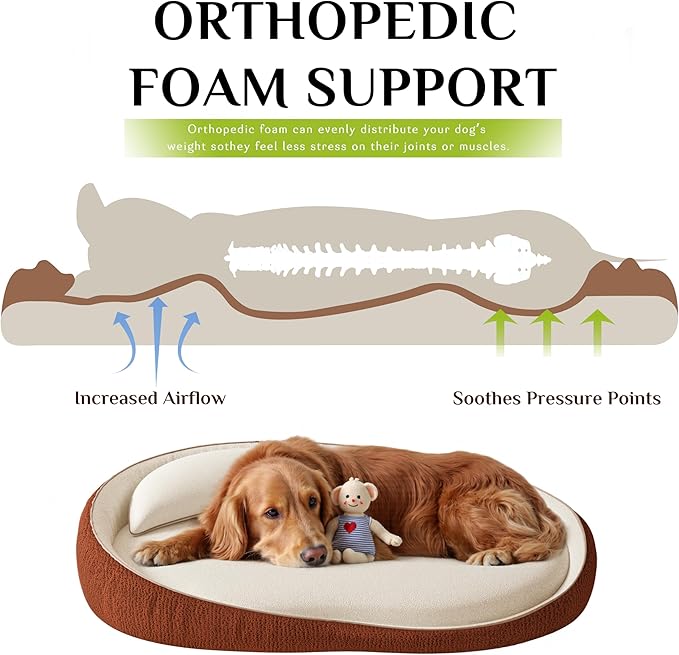 Orthopedic Dog Beds for Extra Large Dogs, High-Density Foam Support Pet Bed with Extra Pillows, Non-Slip Bottom Large Dog Couch Bed with Washable Removable Cover