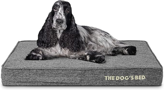 The Dog’s Bed Orthopedic Memory Foam Dog Bed, Medium Grey Poly-Linen, Pain Relief for Arthritis, Hip & Elbow Dysplasia, Post Surgery, Lameness, Supportive, Calming, Waterproof Washable Cover