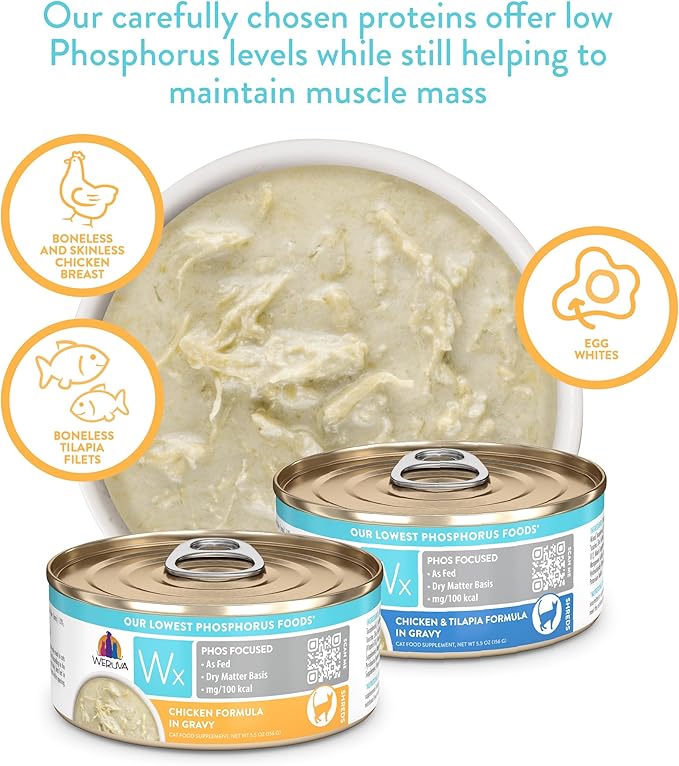 Weruva Wx Phos Focused Chicken Formula in Gravy 5.5oz Can, Pack of 8