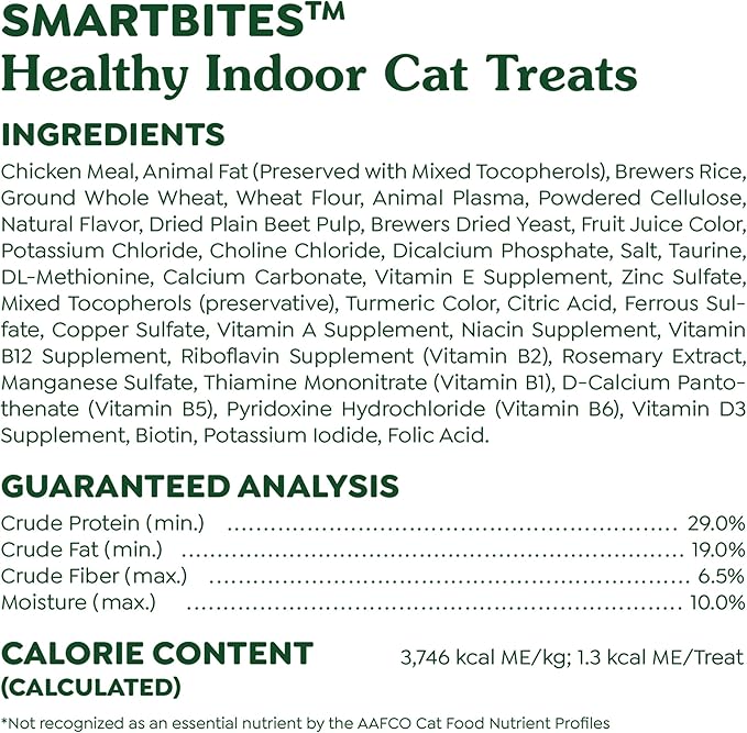 Greenies Feline Smartbites Healthy Indoor Cat Treats, Chicken Flavor, 4.6 oz. Pack