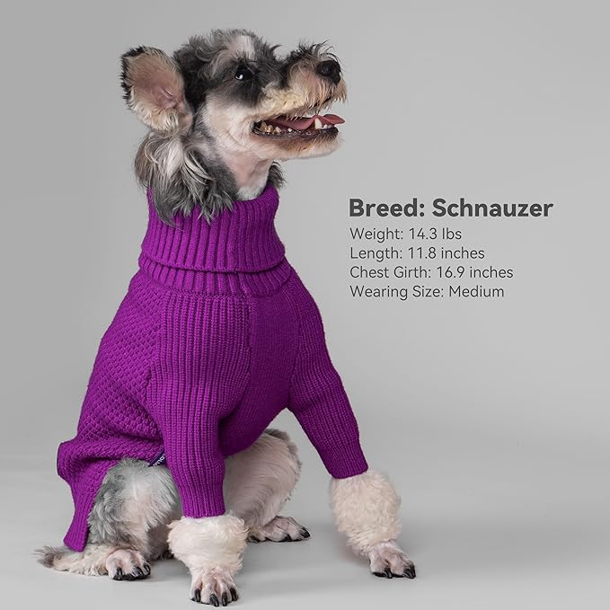 cyeollo 4XL Dog Sweater,Pullover Turtleneck for Large Dogs Classic Knitwear Fall Winter Cold Weather Dog Clothes Warm Pet Apparel Large Big Dogs Sweaters Male, Purple XXXXL