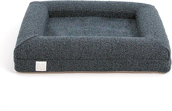 Luxury Boucle Orthopedic Memory Foam Dog Bed with Waterproof Liner and Machine Washable Cover with YKK Zippers (Small, 29" L x 23" W x 6" Th, Ocean Blue)