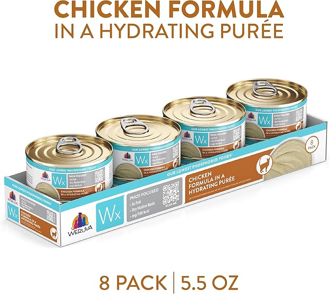 Weruva Wx Phos Focused Chicken Formula in a Hydrating Puree 5.5oz Can, Pack of 8