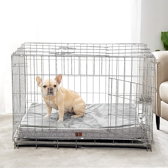 EHEYCIGA Waterproof Dog Bed Memory Foam 30x20, Orthopedic Dog Beds Mat for Medium Dogs with Removable Cover, Grey