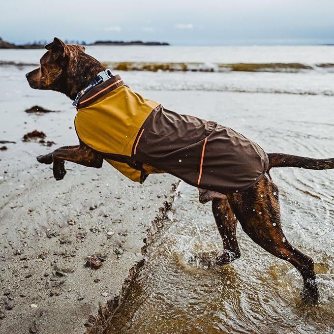 Ruffwear, Sun Shower Dog Raincoat, All-Weather Jacket, Waterproof, Windproof & Lightweight, Mineral Yellow, X-Small