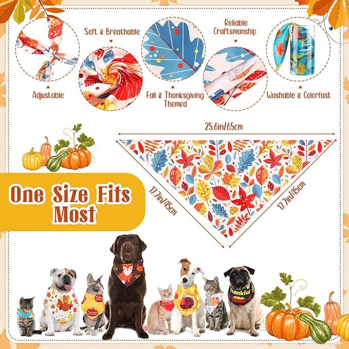 Kacctyen 200 Pcs Fall Dog Bandana Bulk for Groomers Triangle Bandana with Fall Maple Leaf Patterns Soft and Adjustable Holiday Kerchief Scarf for Small Medium Large Dogs Cats Pets Grooming