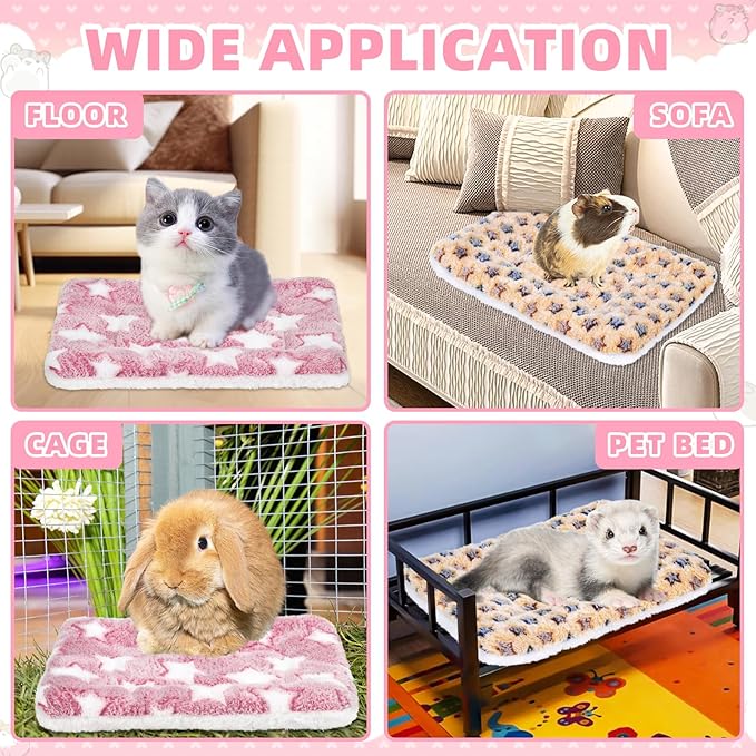2 Pcs Guinea Pig Bed, Washable Rabbit Bunny Bed Mat Warm Small Animal Bed Pad Guinea Pig Pillow Pet Bed Mat for Chinchilla Hedgehog Ferret (13.7" x 10.6")