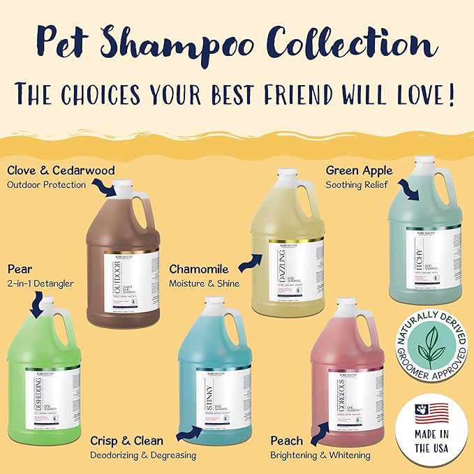 Bobbi Panter Outdoor Dog Shampoo - Made in USA - All Natural Formula for Soothes Itchy Skins - Concentrated 16:1 for Professional Grommers - Camomile Scent, 1 Gallon