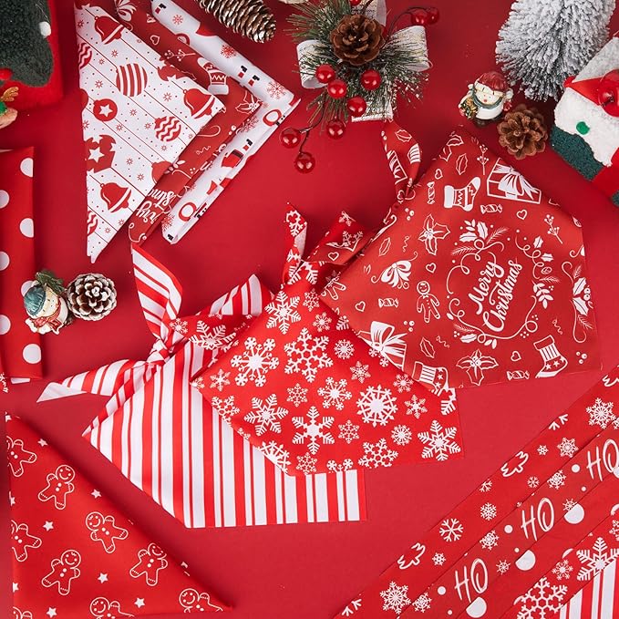 Chunful 100 Pieces Christmas Dog Bandanas Bulk Red and White Xmas Bandanas for Dogs Triangle Scarf Bib Kerchief Set for Small Medium Large Doggie Christmas Costume Decor(31.5 x 21.7 x 21.7)
