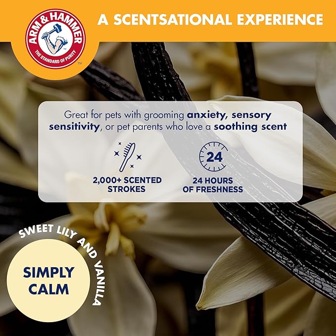 Arm & Hammer “Simply Calm” Dog Grooming Slicker Deodorizing Brush with Fragrance Transfer Technology – Scented Self-cleaning for Shedding, Scented for Dogs with Sweet Lily & Vanilla Scent
