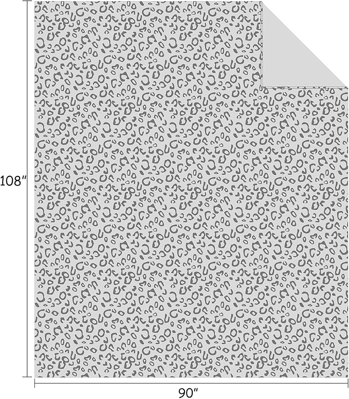 FY FIBER HOUSE Flannel Fleece Throw Blanket, Lightweight Cozy Plush Microfiber Bedspreads for Adults,90"X108",Grey Leopard