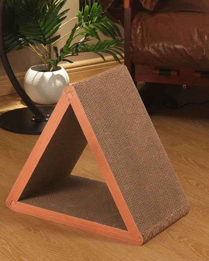 Cat Scratcher Cat Scratching Board - Foldable - Triangle, 6 Usable Sides Scratchers for Indoor Cats, Vertical Cat Scratch Pads