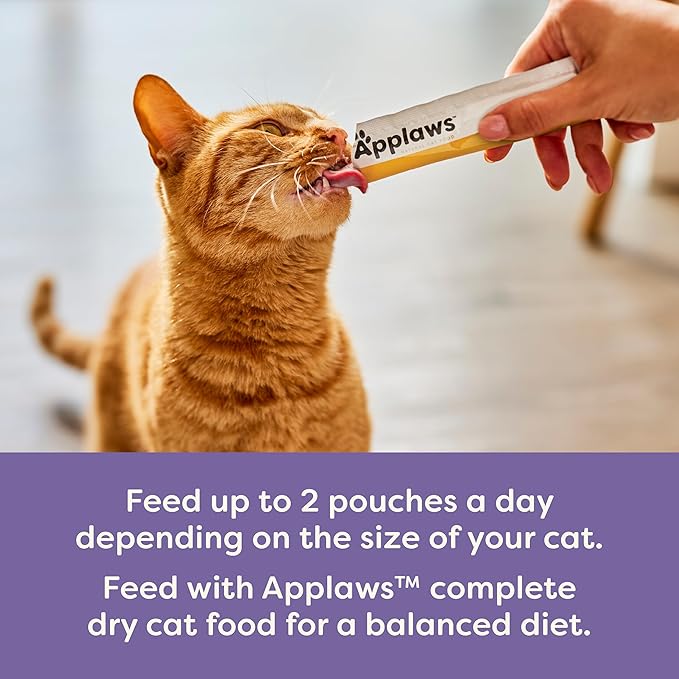 Applaws Lickable Cat Treats, Natural Grain-Free Purée, Made with Limited and Natural Ingredients, No Artificial Additives, Variety of Chicken, Tuna & Salmon Squeeze Up Cat Treats (60 x 0.5 oz Sachets)