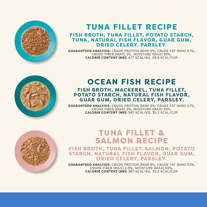 Applaws Natural Wet Cat Food in Gravy, Limited and Natural Ingredients, High Protein with No Artificial Additives, Fish Selection in Gravy (8X 2.12 oz Easy-Open Cups)