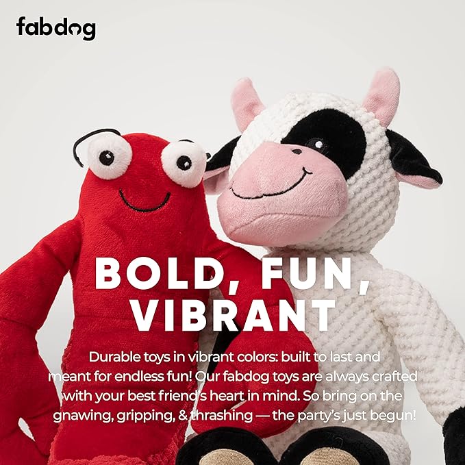 fabdog Floppies Plush Dog Toy - Cute & Durable Squeaky Dog Toys - Best Squeak Toy for Puppies and All Breeds | Ideal Pet Gift| Small Cow
