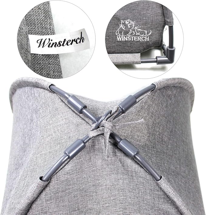 Winsterch Cat Beds for Indoor Cats,Covered Cat Cave Bed with Removable Washable Pillow,Warming Cat Cave Bed Kitten Beds Small Pets Bed for Indoor Cats (18.5'' x 18.5'' x 15.8'', Grey)