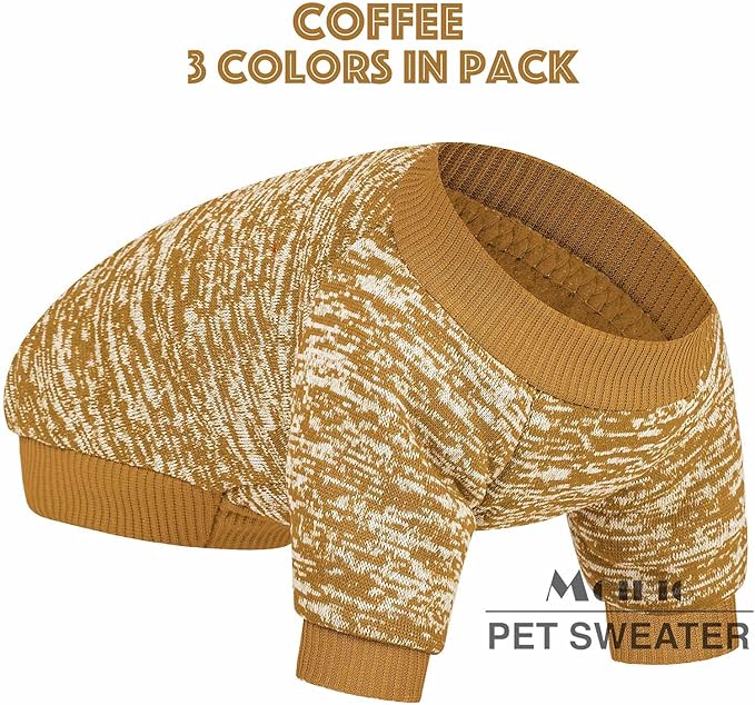 Dog Sweater, Dog Sweaters for Small Dogs, 2, 3 Pack Warm Soft Pet Clothes for Puppy, Medium Large Cat, Dogs Girl or Boy, Dog Shirt for Winter Christmas (Red+Green+Coffee, X-Large)