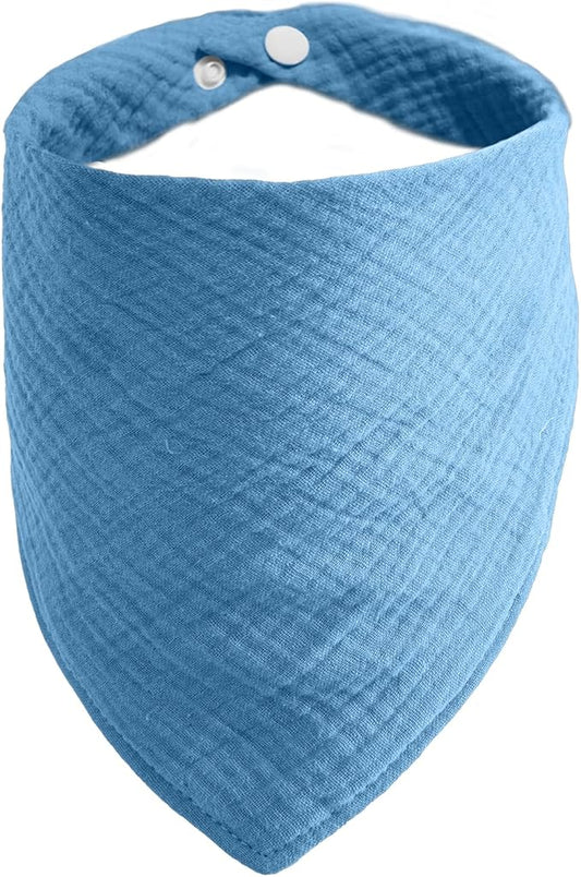 Adjustable Cotton Bandana - Solid Color Scarf for Medium Dogs with Button Fastening,Blue,Medium