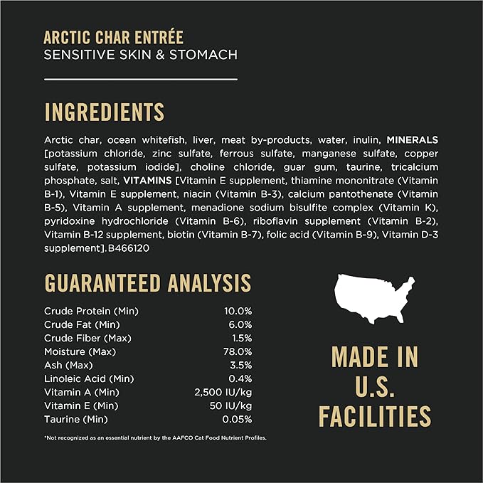 Purina Pro Plan Sensitive Skin and Stomach Wet Cat Food Variety Pack, Duck and Artic Char Entrees - (Pack of 24) 3 oz. Cans